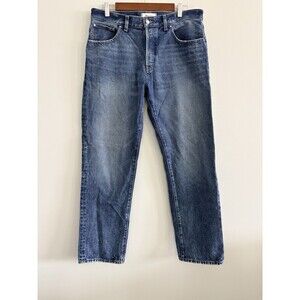 Madewell The Dean Easy Straight Jean Size 29 Blue Button Front Distressed Hem